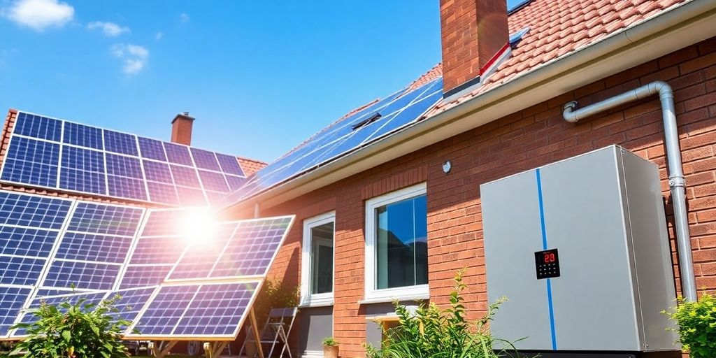 Thuisbatterij en zonnepanelen in een moderne woning.